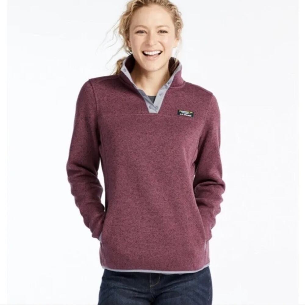 Ll Bean Sienna Clay Sweater Snap Fleece Pullover